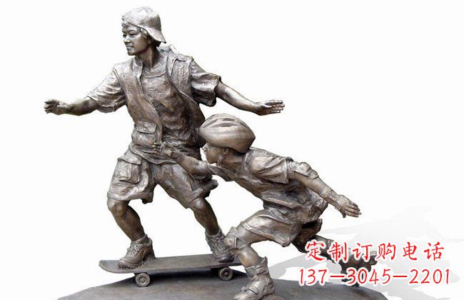 辽阳令人惊叹的广场滑板男孩铜雕塑