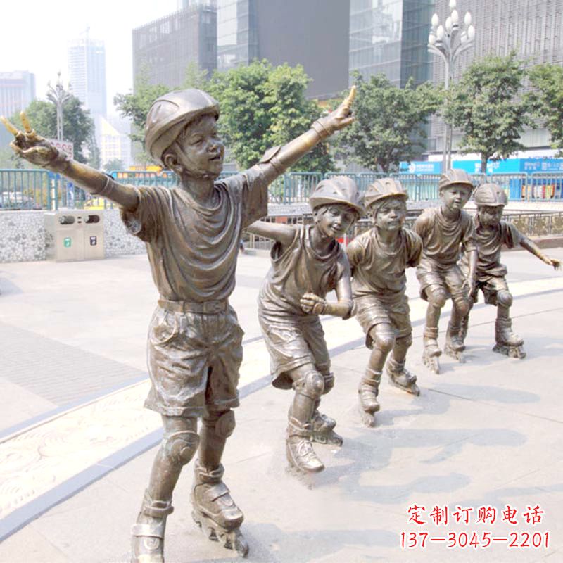 辽阳精致巧雕的滑旱冰小孩雕塑