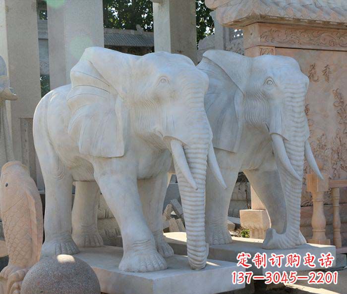 辽阳广场景观大理石大象石雕 (3)