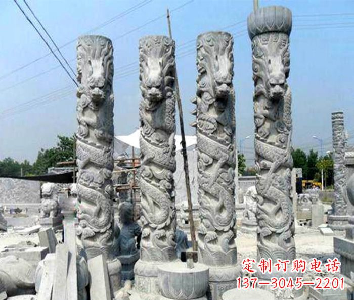 辽阳广场景观大理石龙柱石雕 (4)
