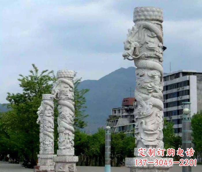 辽阳广场景观大理石龙柱石雕 (3)