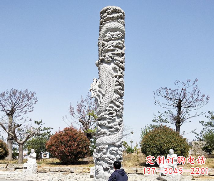 辽阳广场景观大理石盘龙柱石雕