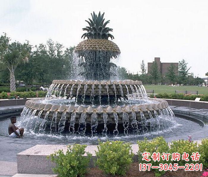 辽阳广场景观大型菠萝喷泉石雕