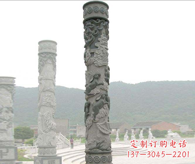 辽阳广场景观仿古12生肖石柱