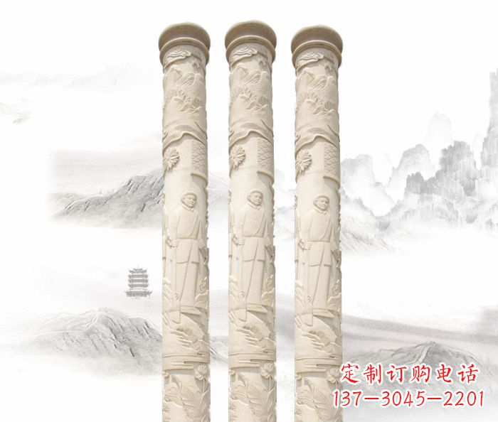 辽阳广场景观汉白玉龙柱石雕