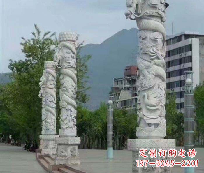 辽阳广场景观盘龙柱石雕 (2)