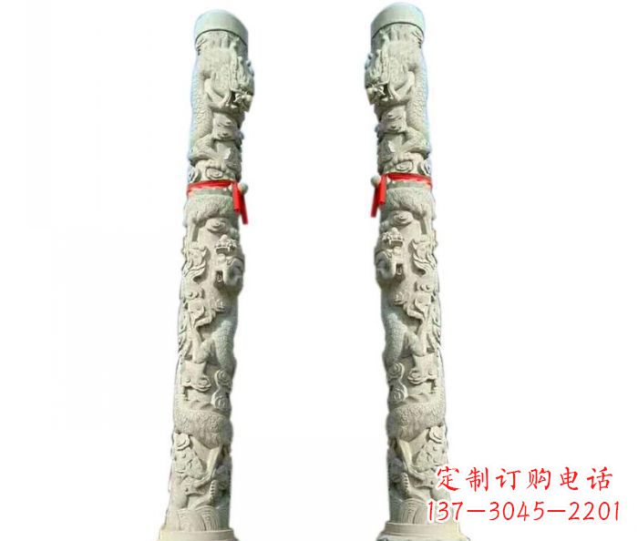 辽阳广场景观盘龙柱石雕 (5)