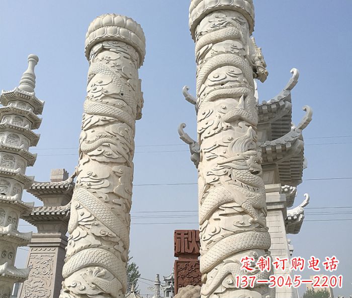辽阳广场景观盘龙柱石雕 (7)