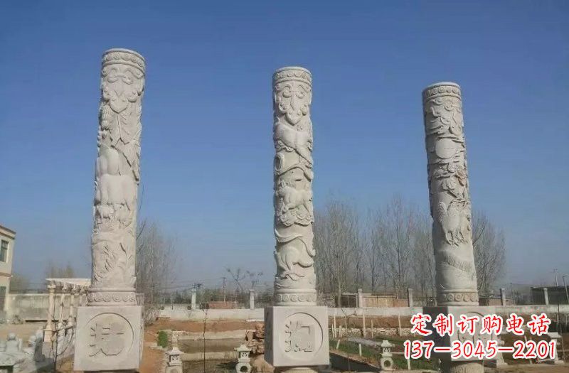 辽阳广场十二生肖文化柱石雕