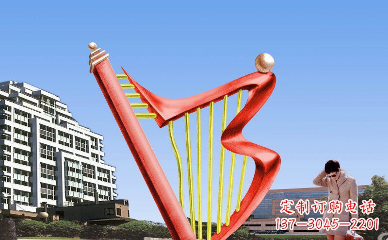 辽阳中领雕塑精制不锈钢竖琴雕塑