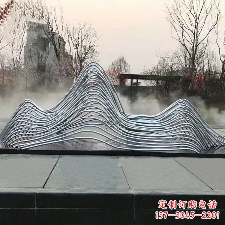 辽阳广场水景不锈钢假山