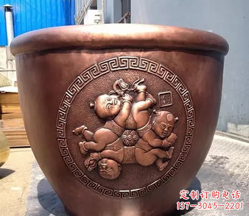 辽阳中领雕塑出品,高端水缸铜雕塑