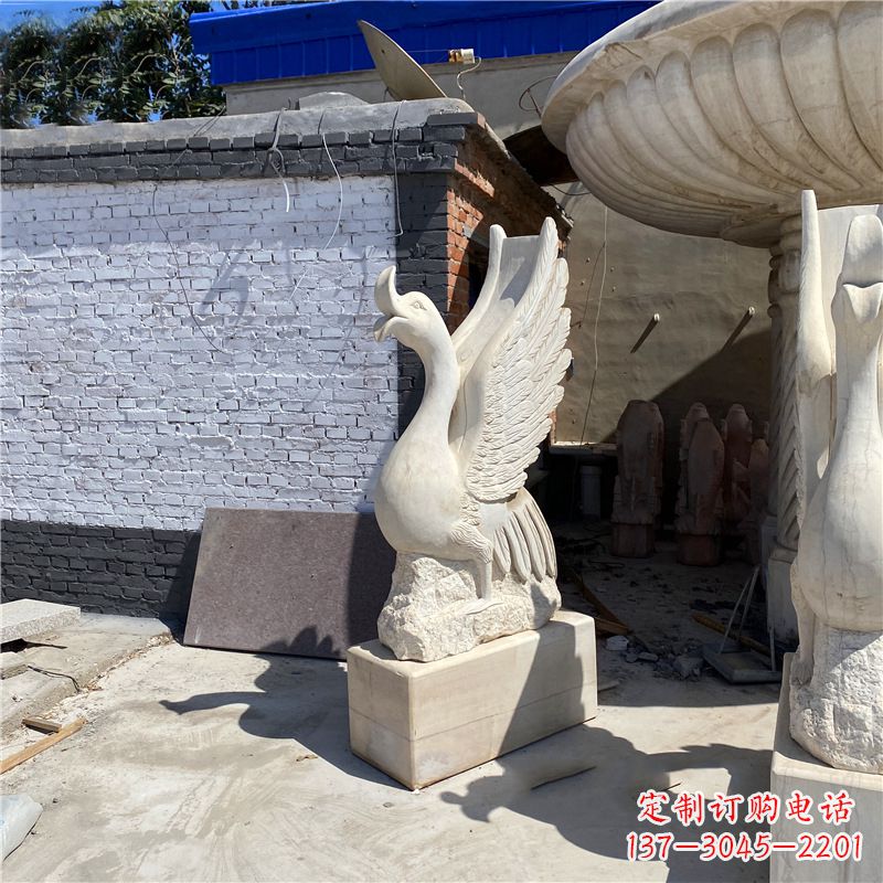 辽阳广场天鹅喷泉喷水动物景观摆件石雕
