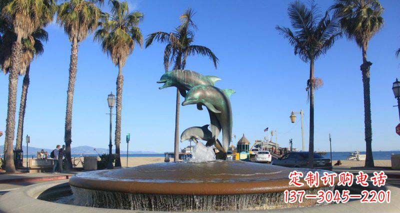 辽阳广场跳跃的海豚景观铜雕