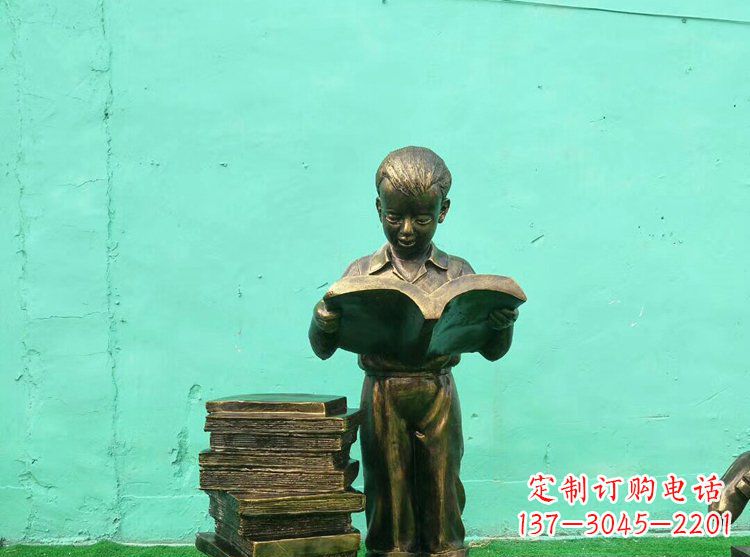 辽阳广场铜雕看书小孩人物雕塑