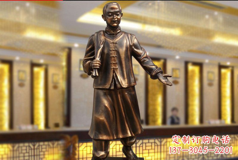 辽阳广场铜雕商场店小二人物雕塑