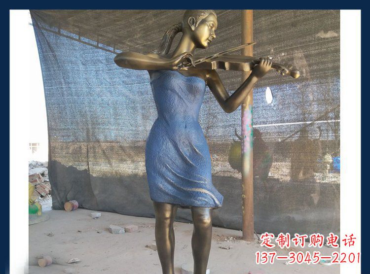 辽阳精美细腻的西方美女拉小提琴人物雕塑