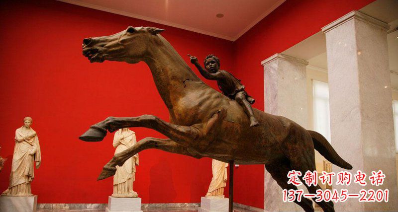 辽阳中领雕塑定制广场小孩骑马景观铜雕