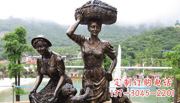 辽阳广场摘葡萄人物丰收铜雕