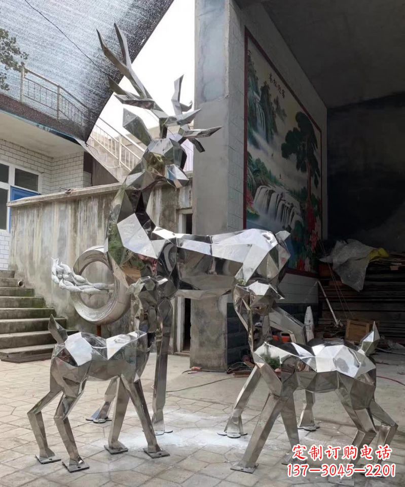 辽阳广场造型动物鹿不锈钢雕塑