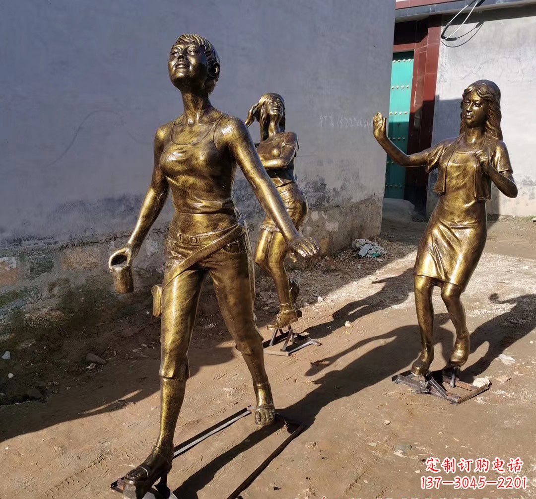 辽阳美女铜雕,精美绝伦!