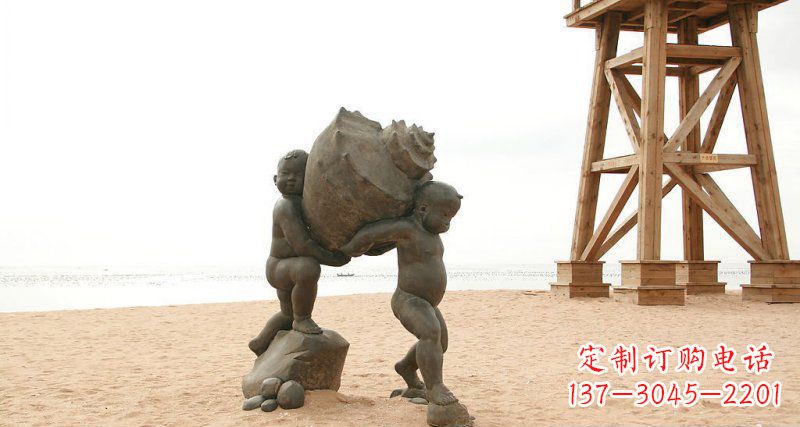 辽阳抬着海螺的小男孩景观雕塑