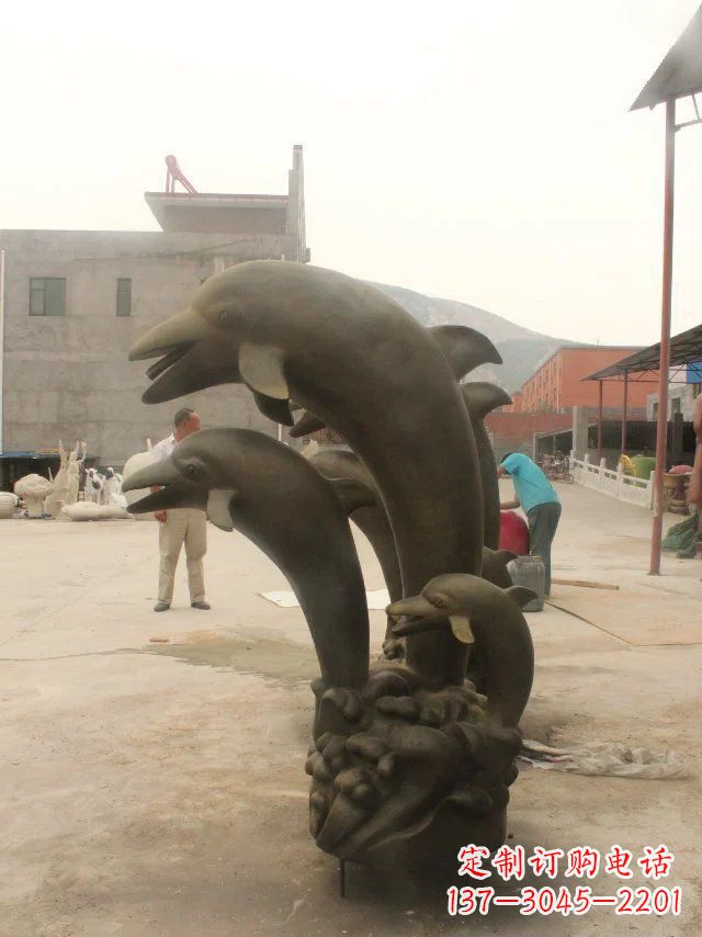 辽阳海豚玻璃钢仿铜动物雕塑