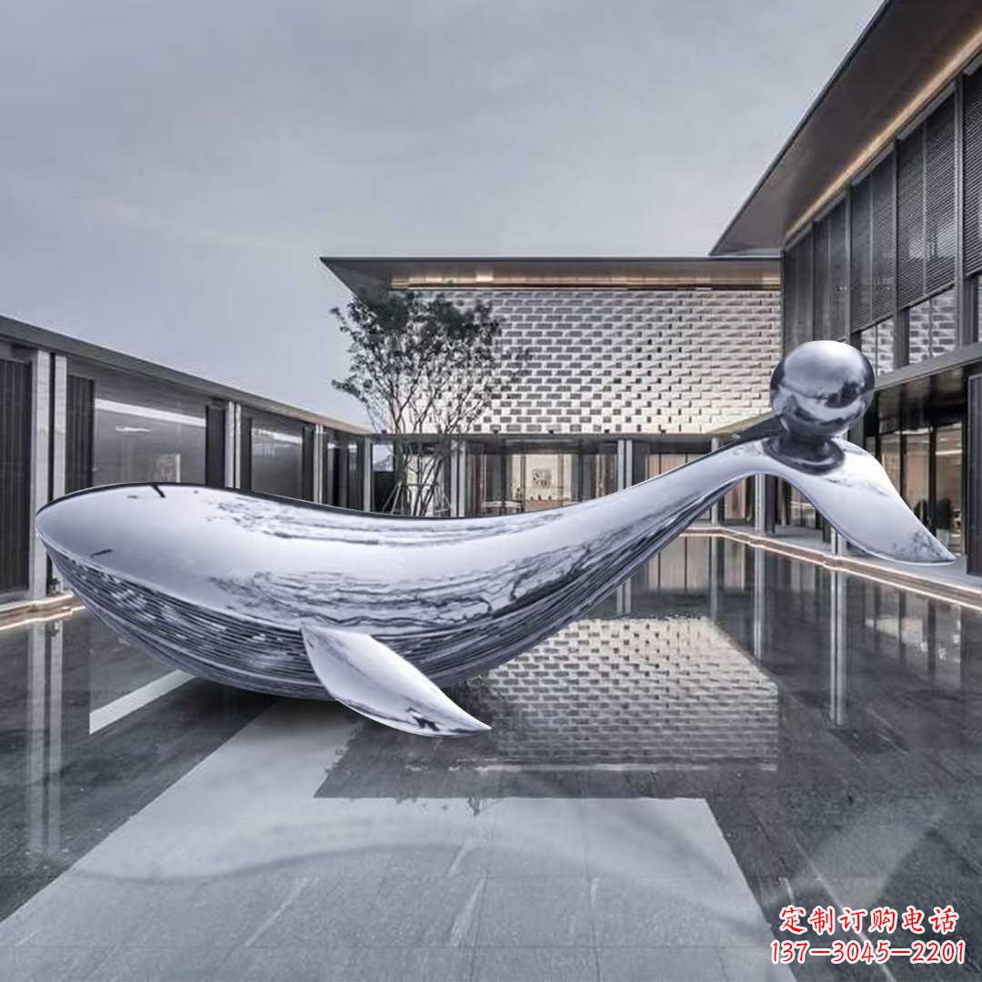 辽阳海豚不锈钢镜面雕塑,公园园林大型动物景观