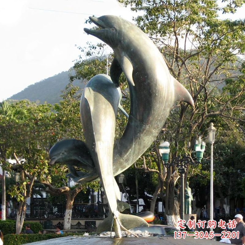 辽阳海豚公园铜雕景观动物雕塑