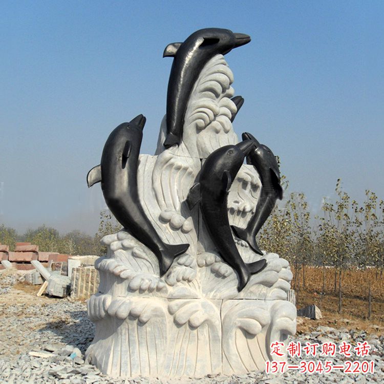 辽阳海豚石雕景观雕塑