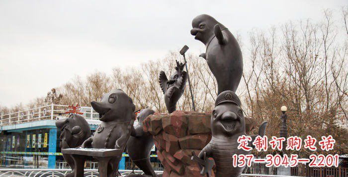 辽阳精美铜海豚雕塑,精细雕琢把海豚灵魂融入!