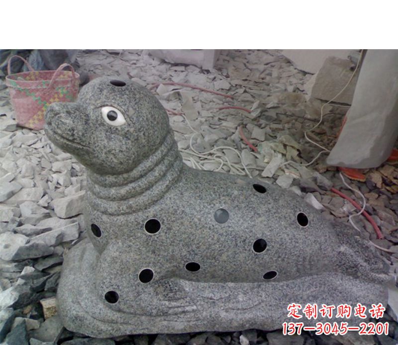 辽阳华丽雕塑,海洋动物小海豹石雕