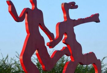 辽阳中领雕塑-多彩情侣跑步雕塑