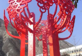 辽阳不锈钢心形树叶大树雕塑，展示爱与生命