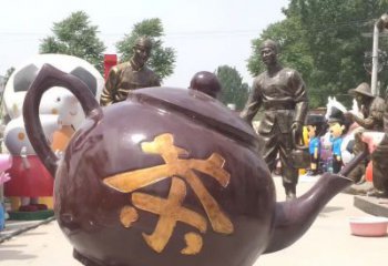 辽阳高质量广场茶壶铜雕塑
