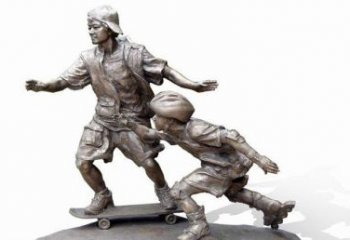 辽阳令人惊叹的广场滑板男孩铜雕塑