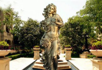 辽阳华丽蓬勃的铜雕女神像