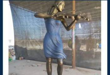 辽阳精美细腻的西方美女拉小提琴人物雕塑