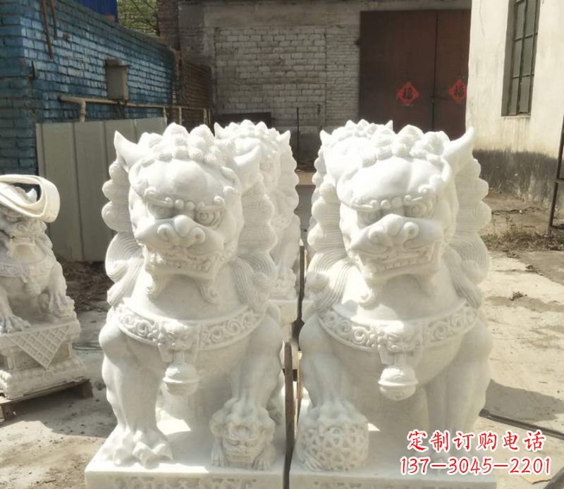 辽阳中领雕塑:绣球狮子石雕