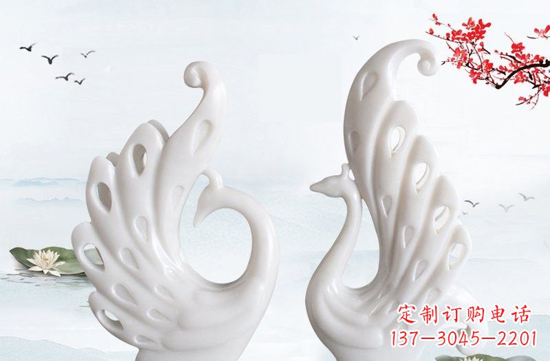 辽阳汉白玉孔雀艺术雕塑