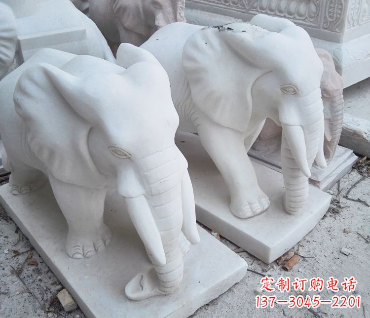 辽阳艺术精品-汉白玉动物大象雕塑