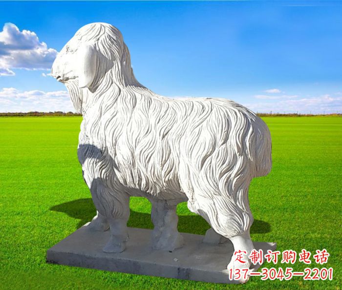 辽阳汉白玉公园羊动物石雕