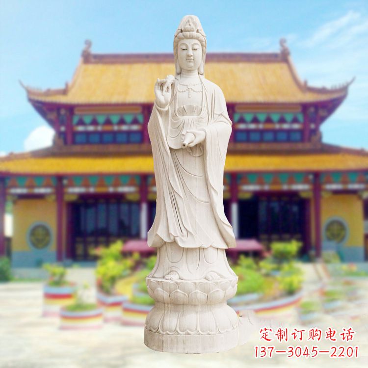 辽阳汉白玉观音菩萨石雕