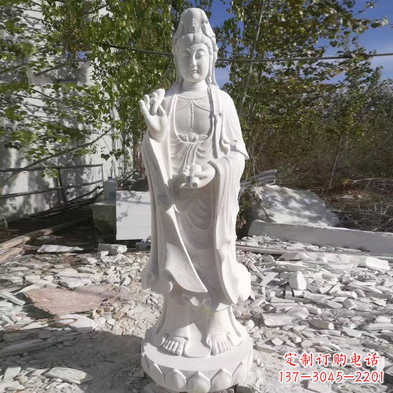 辽阳象征观音的汉白玉观音菩萨石雕