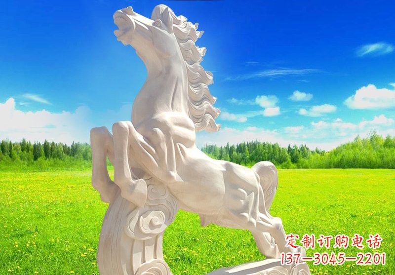 辽阳古典精美的汉白玉奔马石雕
