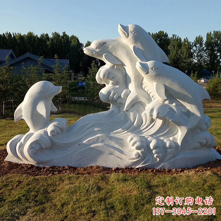 辽阳汉白玉海豚雕塑,给您的公园另一种美
