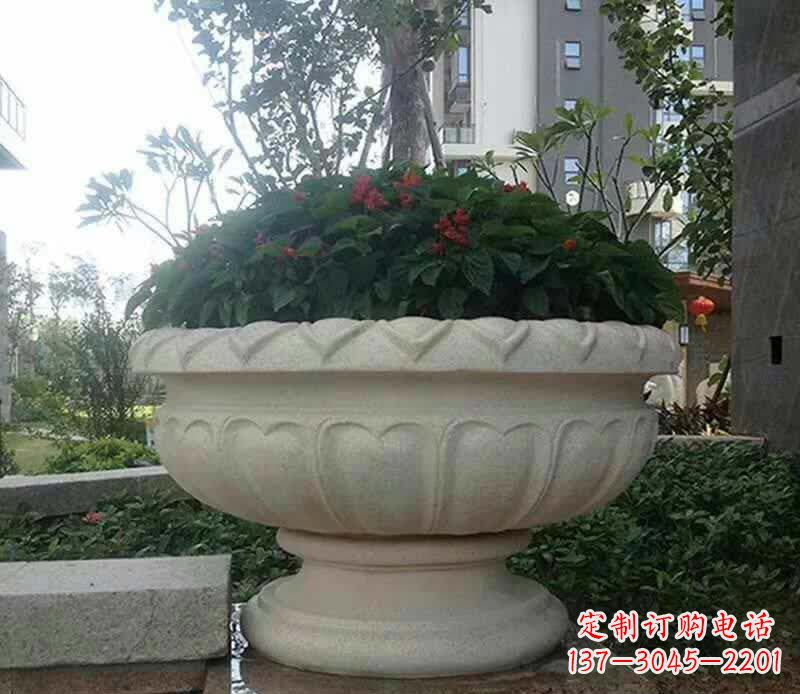 辽阳汉白玉花盆雕塑