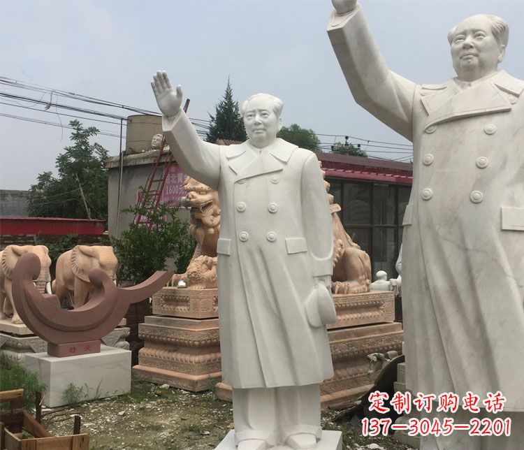 辽阳雕刻伟人的光辉历史——汉白玉挥手的毛主席广场伟人石雕