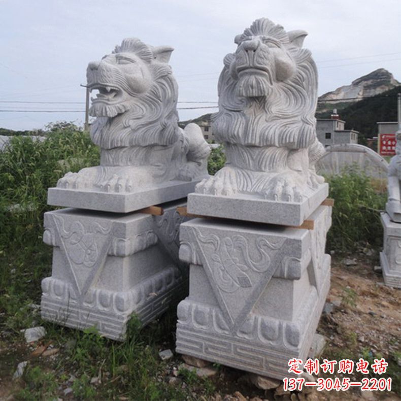 辽阳汇丰狮子石雕,精美雕塑展现霸气