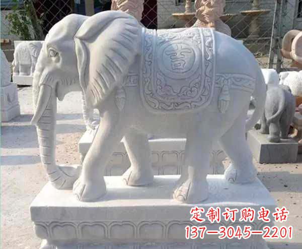 辽阳汉白玉吉祥如意招财镇宅大象石雕_1